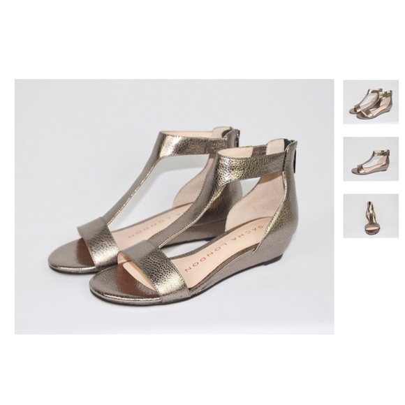Metallic Kitten Wedge Heel Leather Sandal - Picture 3 of 5